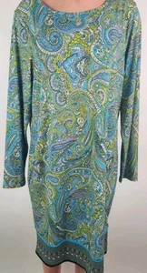 Michael Kors Paisley Dress Size 1X Womens Stretch Jersey Knit Pullover - Picture 1 of 6