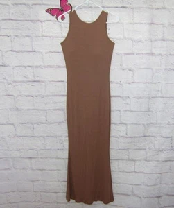 Popilush Built in Shapewear Crew Neck Sleeveless Maxi Dress Brown Size L - Picture 1 of 11