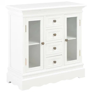 Solid Pine Wood Sideboard White Storage Organiser Cabinet Dresser Unit vidaXL - Picture 1 of 10