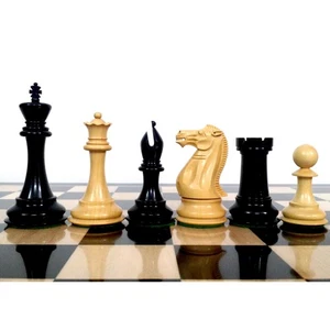 4" Elegantes Staunton-Luxus-Schachfiguren-Set – dreifach beschwertes Ebenholz - Picture 1 of 12