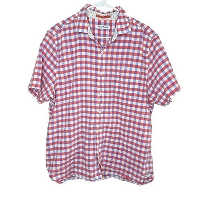 Tommy Bahama Men's Linen Blend Checkered Button Front Shirt Size Large - Image 1 of 4
