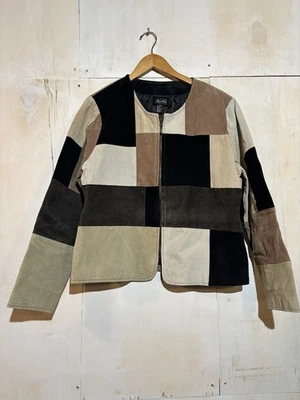 Chaqueta De Colección Karen Arnold Mujer XL Gamuza Cuero Multicolor Patchwork Boho Años 90 Foto 1 de 4