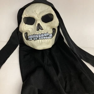 Skeleton Grim Reaper Skull Rubber Halloween Mask w Hood Creepy Easter Unlimited - Picture 1 of 9
