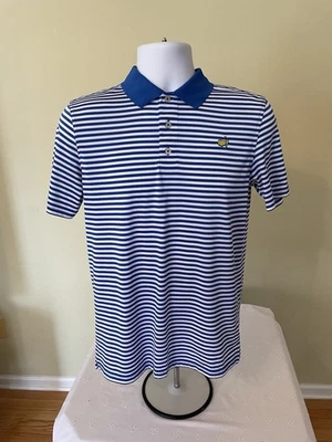Masters Logo Youth Golf Polo Boys Blue & White Striped Stretch XL (12/14) NWOT - Image 1 of 4