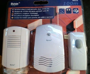 Byron PRO18 Wirefree Plug in and portable door chime kit. 100m. New/Sealed. - Picture 1 of 5