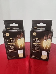 4 GE LED Candelabra base Light Bulbs Vintage Amber Glass Dimmable  60W NEW - Picture 1 of 6