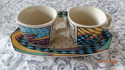 1980er Jahre Dorothy Hafner Rosenthal FLASH ONE Dream Team Nr.1 Espresso Set - Bild 1 von 4