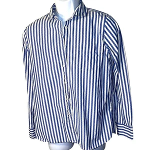 J.Crew boys 8 long sleeve button front blue white stripe star academia preppy - Picture 1 of 10