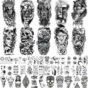 Temporary Tattoos, 50 Sheets Fake Tattoos for Men Women Adults, 10 Large - Picture 1 of 9