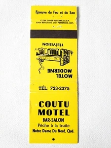 Vintage Matchbook COUTU MOTEL NOTRE DAME DU NORD Quebec Bar-Salon Pêche Truite - Picture 1 of 3