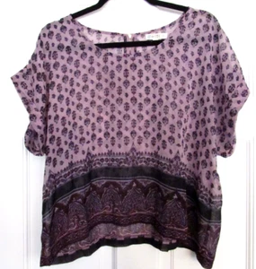 Love Fire Lavender Cap Sleeve Sheer Chiffon Pullover Top w/ Zipper Large (WC-4) - Picture 1 of 7