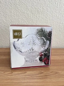 Mikasa 6" Crystal Bowl Christmas Night Trees Snowflakes Footed Nut Candy Dish - Picture 1 of 5