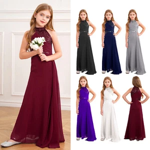 Kinder Mädchen Kleid Lang Sommerkleid Plissee Kleider Hochzeit Kostüm Cocktail Dressy - Bild 1 von 71