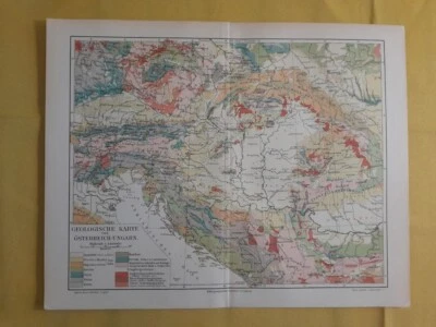 1897 AUSTRO-HUNGARIAN Vintage Geological Map ORIGINAL 11.5 x 9.5 Color C11-8 - Image 1 of 3