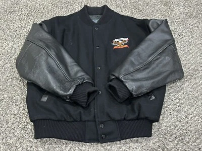 Chaqueta Universitaria MV Sports Hecha en EE. UU. Para Hombre Talla Grande Cuero Negro De Colección Foto 1 de 4
