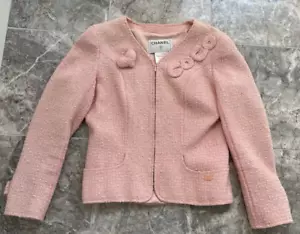 Giacca tweed rosa/rosa Chanel COCO 🖤 cuore taglia 36 - Foto 1 di 11