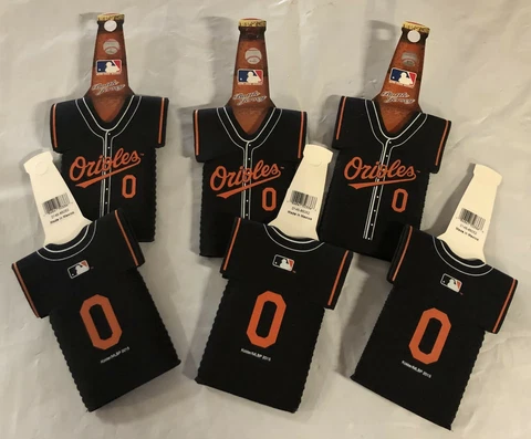 (6) BALTIMORE ORIOLES MLB NEOPRENE BOTTLE SUIT JERSEY KOOZIE COOLERS FREE SHIP Cover