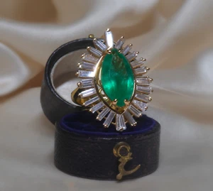 18K Colombian Emerald Diamond Ring Vintage GIA Fine Natural Huge 8.21 Carats! - Picture 1 of 8