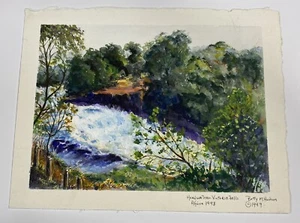 Art Original Acquerello 1999 di Betty M. Hudson Headwaters Victoria Falls Africa - Foto 1 di 1