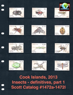 $57.80 Scott Value - 2013 COOK ISLANDS Insects definitives Pacific CV MNH NH UMM - Image 1 of 4