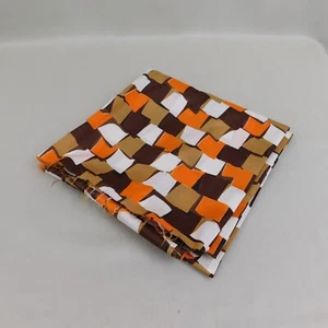 Vintage 60s 70s Mid-Century Fabric Silky Retro Geometric Square Pattern #1943 - Picture 1 of 6