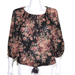 RALPH LAUREN Denim & Supply Cottagecore Floral Peasant Top Tassle Tie XS /5284 - Picture 1 of 4