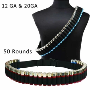 Tactical 50 Rounds Shells Shotgun Bandolier 12 20 Gauge GA Ammo Holder Hunting - Picture 1 of 12