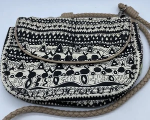 Sakroots Festi Belt Bag Crossbody Bag Black White One World Boho Clutch - Picture 1 of 8