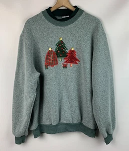 Bon Worth Sweatshirt Christmas Tree Green Pullover Crewneck Long Sleeve Size L - Picture 1 of 9