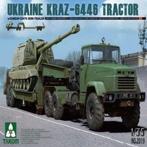 TAKOM 2019 1/35 UKRAINE KRAZ-6446 TRACTOR W/Chmzap-5247g Semi-Trailer Model Kit - Picture 1 of 6