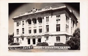 Hiawatha Kansas KS Court House Courthouse Real Photo RPPC Postcard - Picture 1 of 2