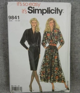 Simplicity 9841 Misses Dress dolman sleeves front wrap bodice size 10-20 Uncut - Picture 1 of 2