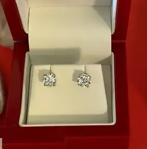 Diamond Stud Earrings F VS2 5 Carat Round AGI Certified Lab created Platinum - Picture 1 of 14