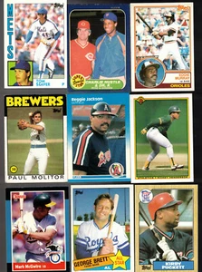 1980's BASEBALL 9 card lot BRETT-PUCKETT-MOLITOR-SEAVER-HENDERSON + - Picture 1 of 2