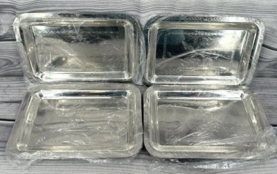 LOT OF 4 MARO MEGASTORE SILVER CHROME PLATED SERVING TRAYS 11 3/8" X 7 7/8"  NEW - Image 1 of 4