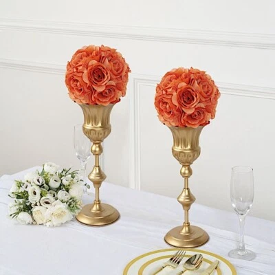2 TERRACOTTA 7" Silk Roses Flowers Kissing Balls Wedding Events Centerpieces - Image 1 of 4