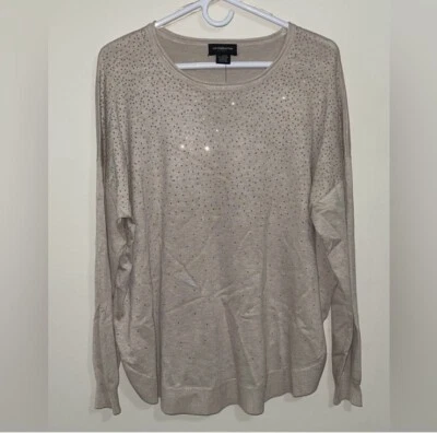 Suéter para mujer Liz Claiborne pedrería brillante avena brezo talla grande. Nuevo con etiquetas Foto 1 de 4