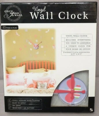 Once Upon A Wall Vinyl Wall Clock (Flutters & Flies) Brand New & Factory Sealed - Image 1 of 4