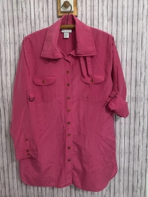 Camisa Soft Surroundings Mujer Talla XL Iris Top Mezcla Seda Frambuesa (Shi1339R) Foto 1 de 4