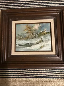 Raymond Original Ölgemälde auf Leinwand gerahmt Schneelandschaft Land Szene Schild - Bild 1 von 7
