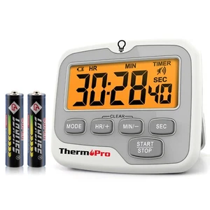 Temporizador digital de cocina ThermoPro TM01 con retroiluminación cuenta regresiva temporizador de conteo LCD - Imagen 1 de 15