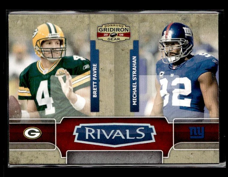 2008 Donruss Gridiron Gear #R-7 Brett Favre / Strahan Rivals Silver /250 - Image 1 of 2