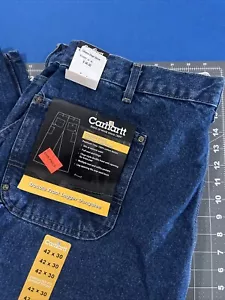 Carhartt Double Front Logger Dungaree Men’s 42x30 Cotton Denim Blue Jeans - New - Picture 1 of 7