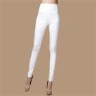 Elastic Leggings Outer Wear PU Leather Solid Color Plus Thick High Waist Tight