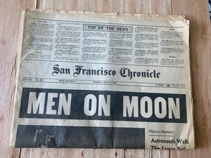 MEN ON MOON San Francisco Chronicle 7/21/1969 newspaper moon landing NASA ORIG - Picture 1 of 2