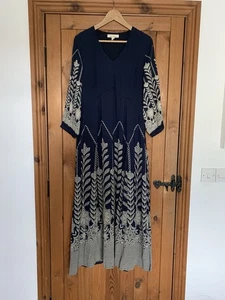 Seasalt Ladies Navy High Woods Ice Flower Maritime Maxi Dress UK Size 12 - Picture 1 of 6