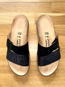 Birkenstock - Papillio Slipper - Almina Raffia - Schwarz - Gr. 39 - NEUWERTIG - Bild 1 von 12