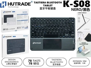 Tastiera Bluetooth HUTRADE K-S08 NERA Tablet Touchpad 78 Tasti Ergonomica mar - Foto 1 di 1