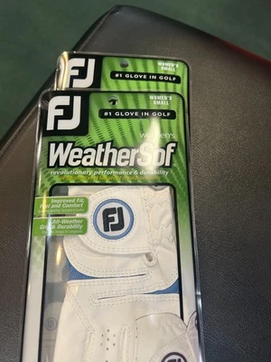 Guante de golf FootJoy 2 nuevo WeatherSof de moda para mujer - talla PEQUEÑA - BLANCO/AZUL Foto 1 de 3