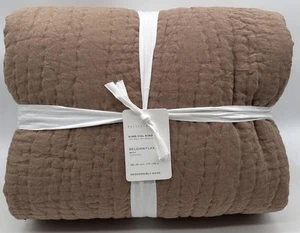 Pottery Barn Belgian Flax Linen Handstitched KING Quilt ~ Bronze - Picture 1 of 2